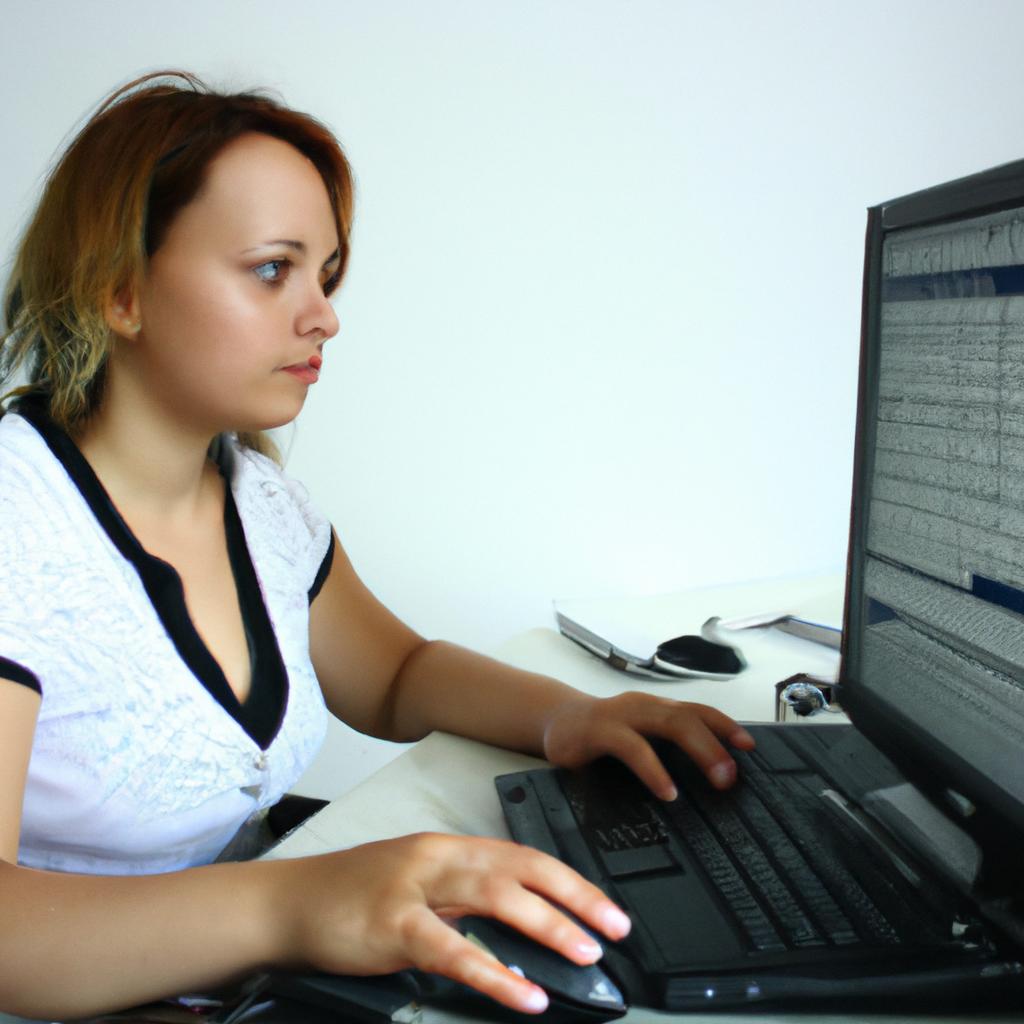 Woman analyzing data on computer