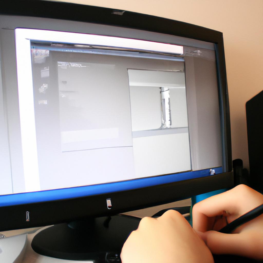 Person designing on computer screen
